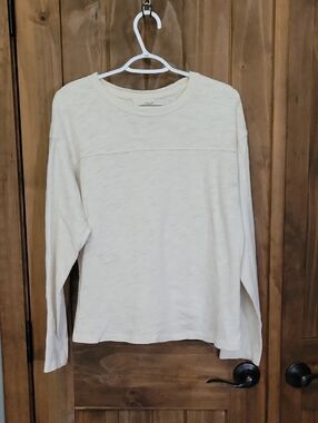 Cream Long Sleeve Crewneck Top